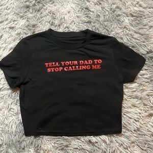 SHEIN Black Crop Top with Red Slogan